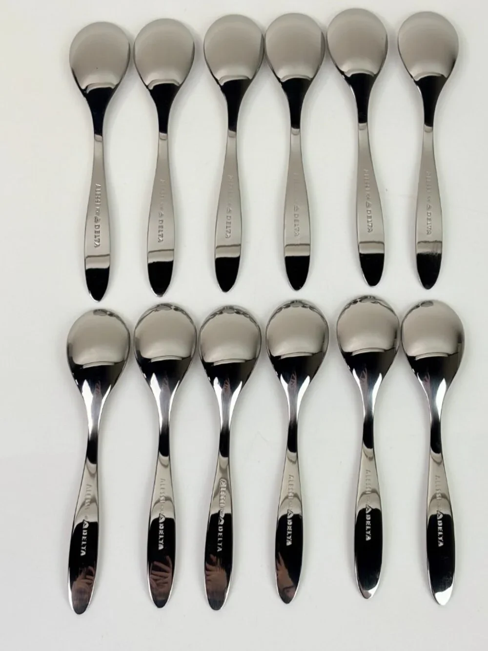 Set of 12 Alessi for Delta Airlines Stainless Steel Teaspoons 5